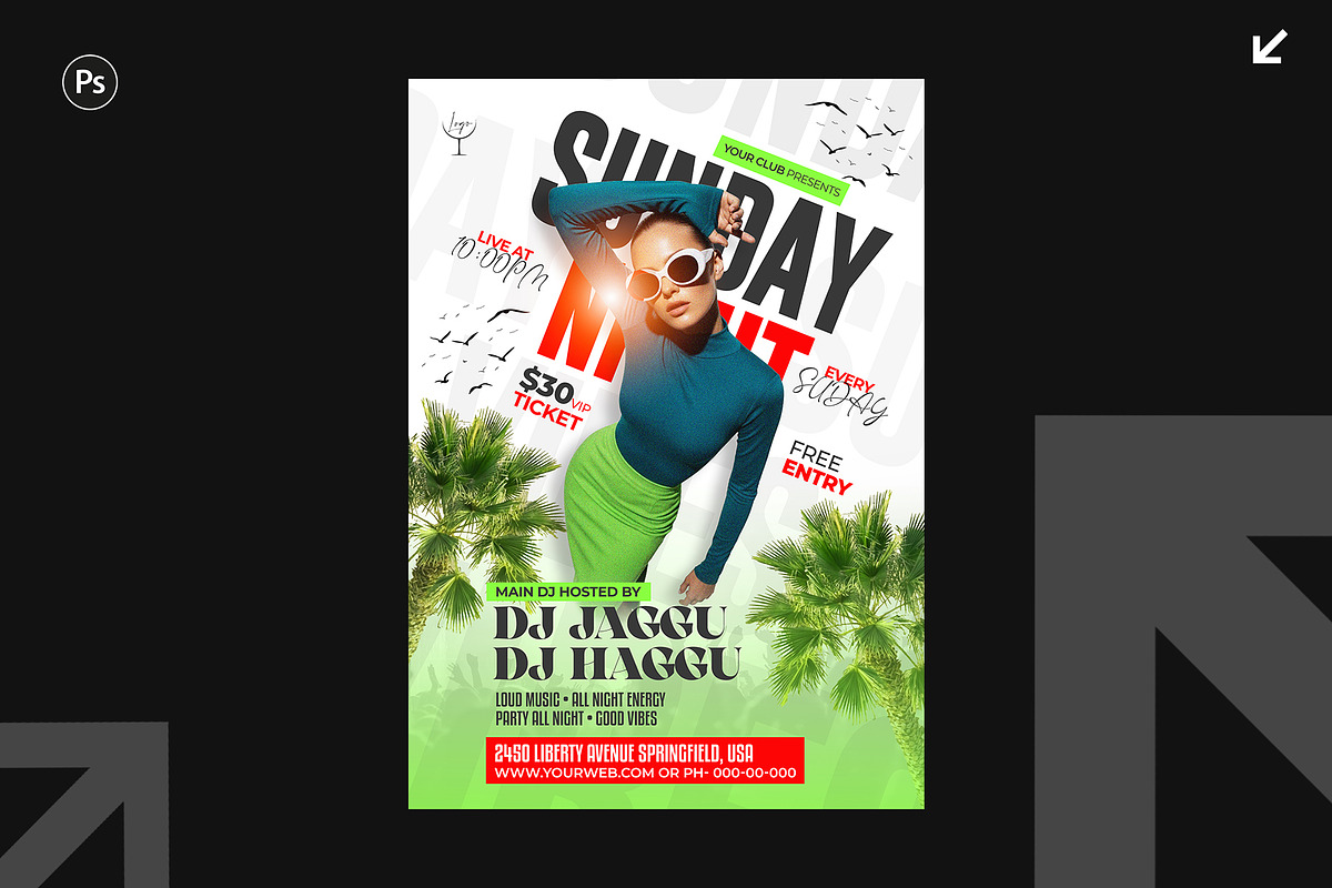 04 Sunday Party Flyer Design, a Flyer Template by Shajib Shikder (Photo 3 of 5)