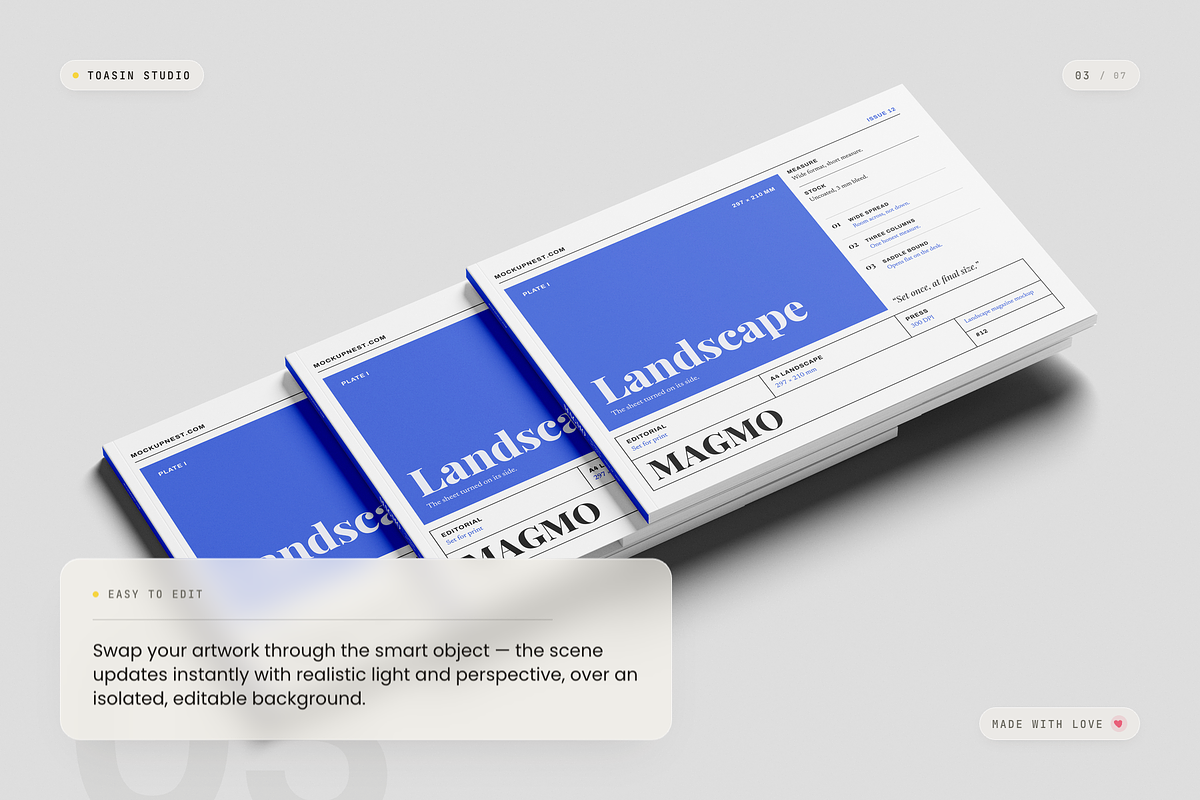 A4 Landscape Magazine Mockup, a Books & Magazine Mockup by Toasin Studio (Photo 3 of 7)