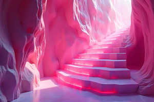 Pink Surreal Cave Staircase Photo