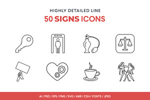 Signs Set Line Icons, an Outline Icon by Jumbo Icons