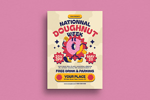 Retro Trendy National Doughnut Flyer, a Flyer Template by Guuver