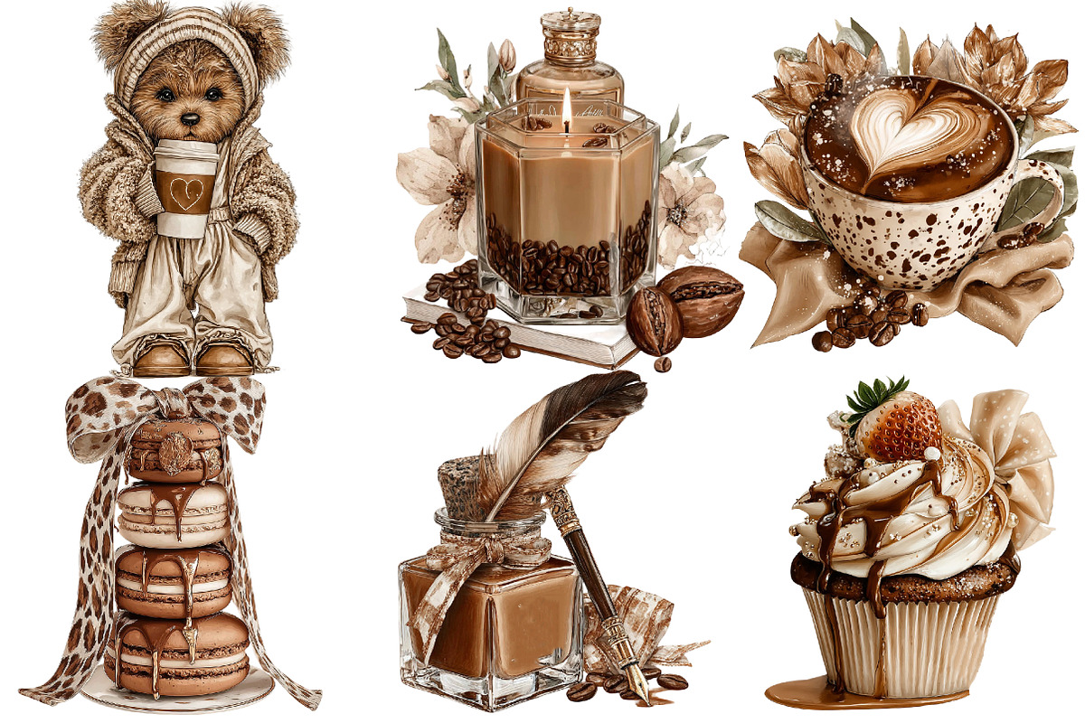 Mocha Valentine's Day Clipart, an Illustration by DreamArtGraphic (Photo 5 of 5)