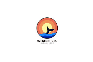 Whale Sea With Sunset Design Icon