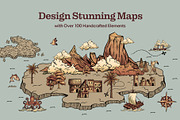 Vintage Map Creator Kit, an Object Graphic by DesignerCandies (Thumbnail 3 of 15)