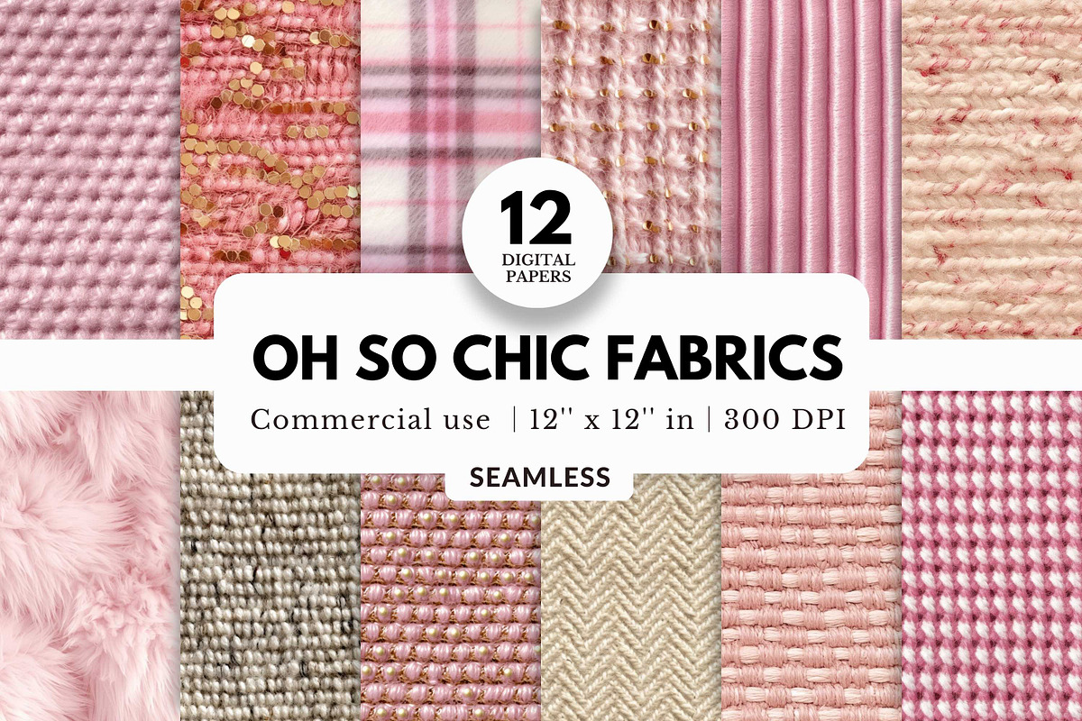 12 Oh So Chic Fabrics Digital Papers, a Pattern Graphic by NorthWindPixels (Photo 1 of 4)