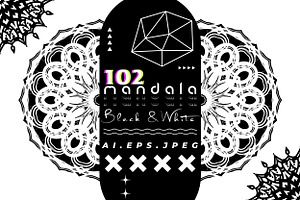 Ornamental Black White Mandala Pack