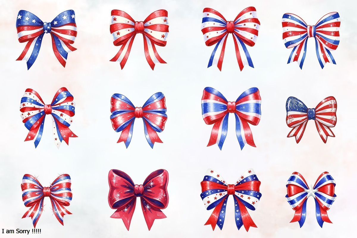 4th of July Bow Clipart, a Decorative Illustration by RobertsArt (Photo 2 of 6)