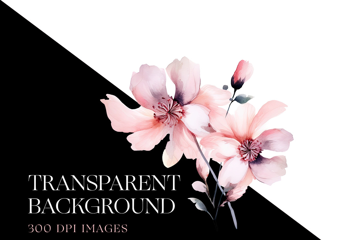 Watercolor Pink Flower Clipart, a Decorative Illustration by BrushstrokeArtGB (Photo 4 of 9)