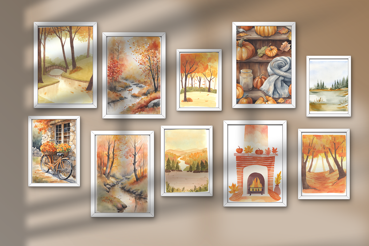Autumn Fall Watercolor Clip+Wall Art, an Object Graphic by Design By Hira (Photo 9 of 17)