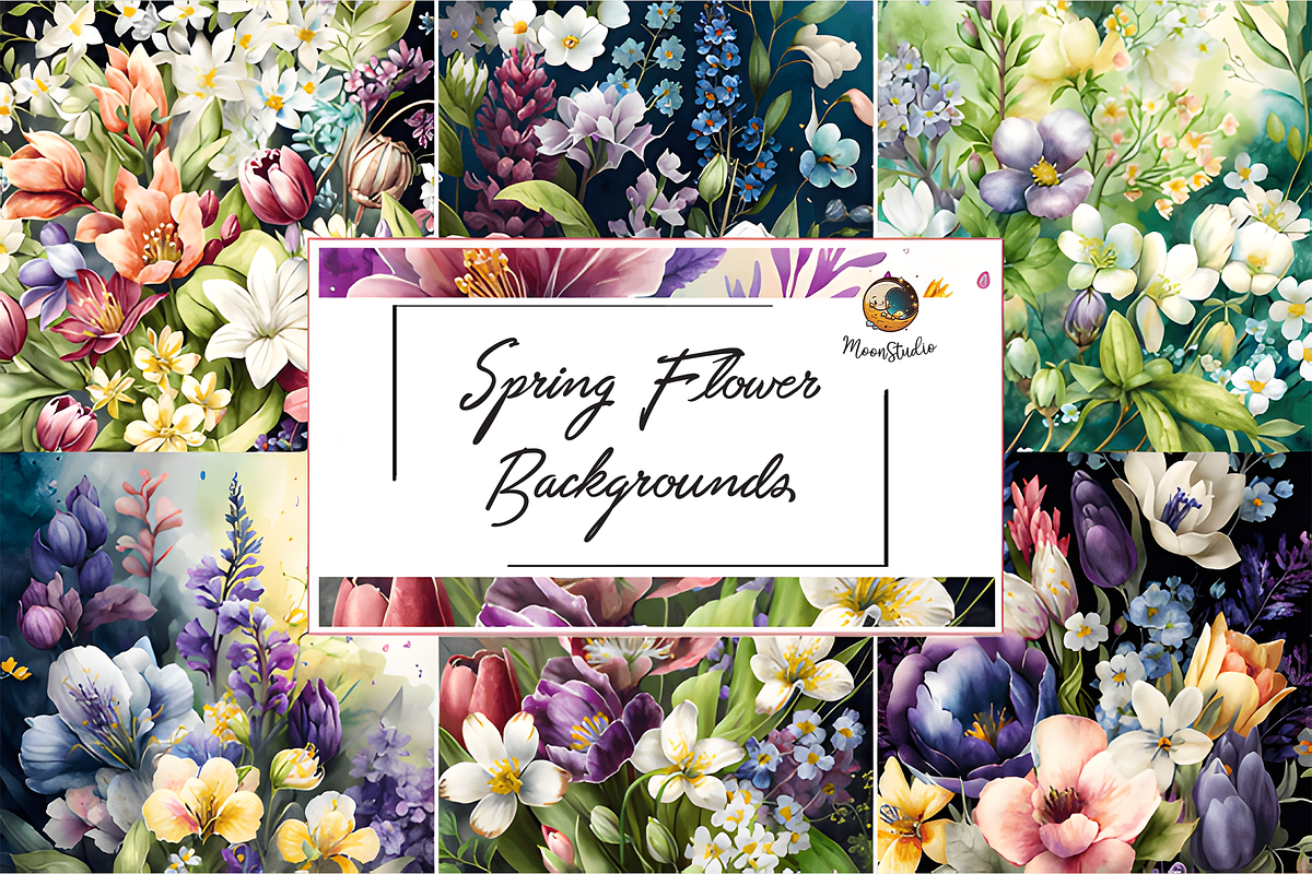 Spring Flower Backgrounds, a Graphic by Moon Studio