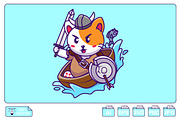 Cute Viking Cat Cartoon Vector, a Work Illustration by Artstorystudio (Thumbnail 1 of 3)