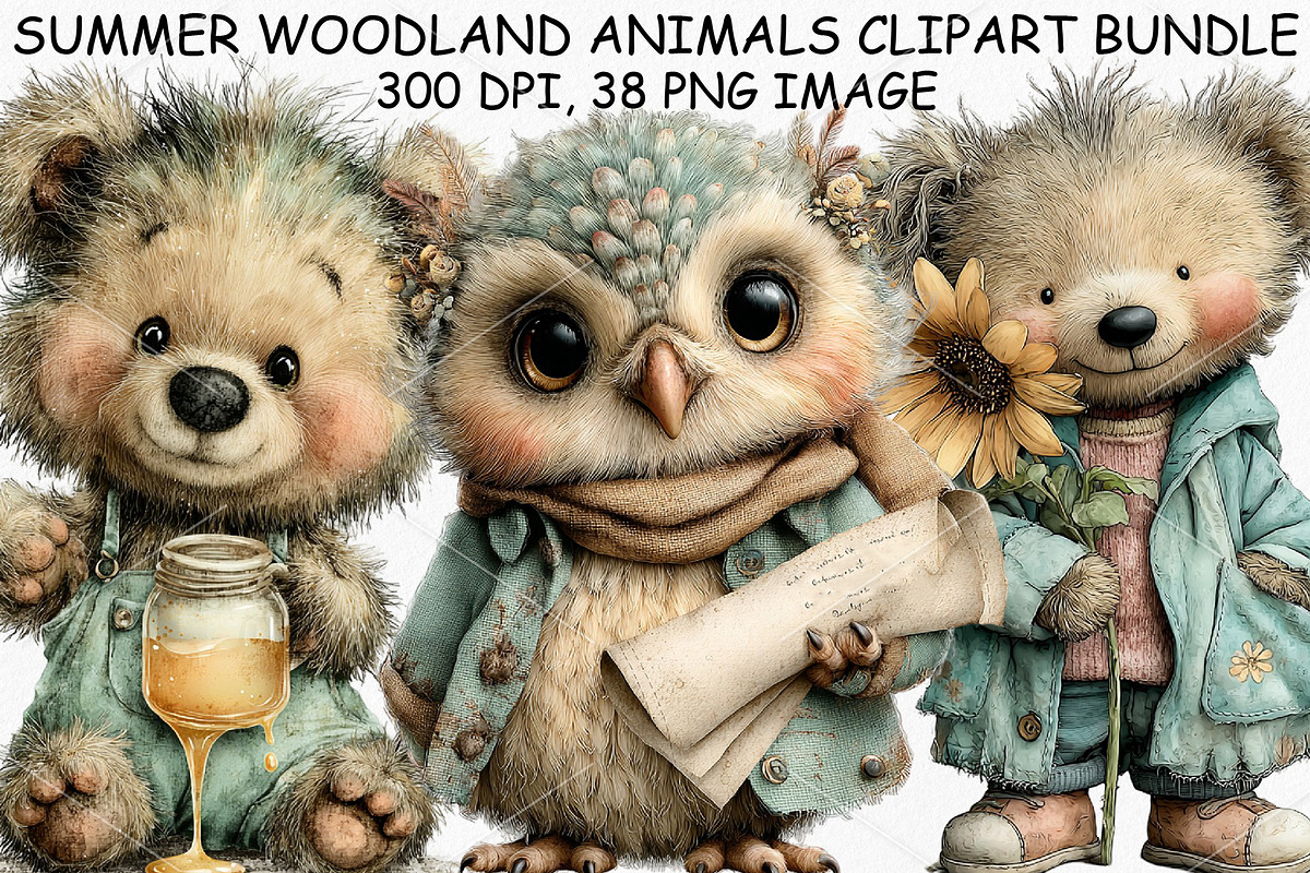 Summer Woodland Animals Clipart PNG, a Seasonal Illustration by Canvas Craft (Photo 1 of 6)