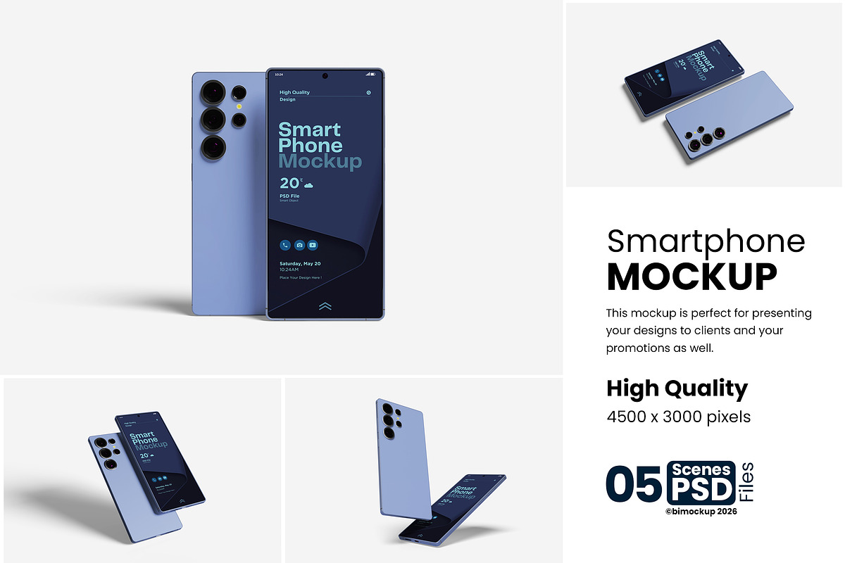 Smartphone Mockup Set for App and UI, a Product Mockup by bimockup (Photo 1 of 6)