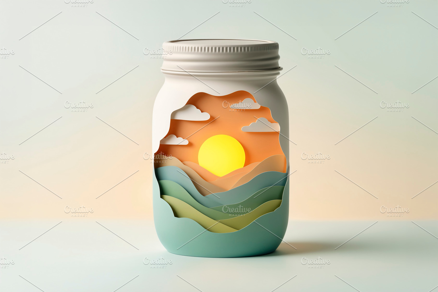 Creative paper-cut landscape, a Photo by rarrarorro