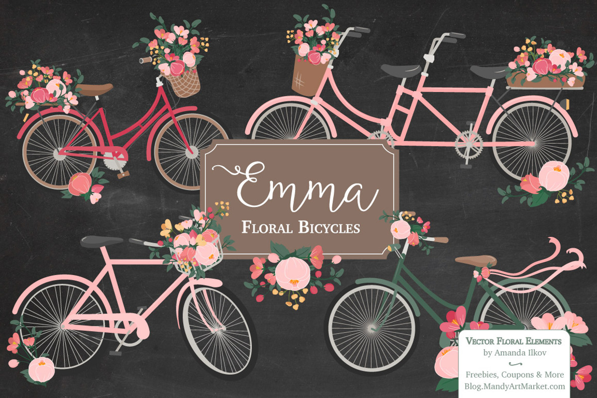 Rose Bicycles Clipart & Vectors, an Illustration by Amanda Ilkov (Photo 2 of 5)