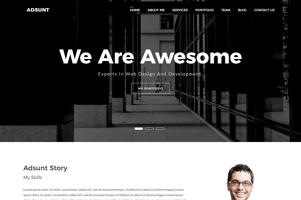 One Page Portfolio Template – Adsunt, a Bootstrap Template by HasThemes (Photo 2 of 2)