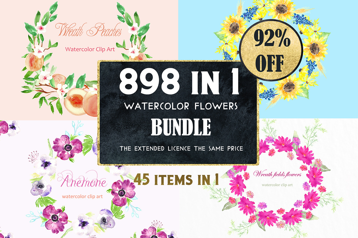 92% OFF Watercolor flowers BUNDLE, a Work Illustration by LABFcreations (Photo 5 of 8)
