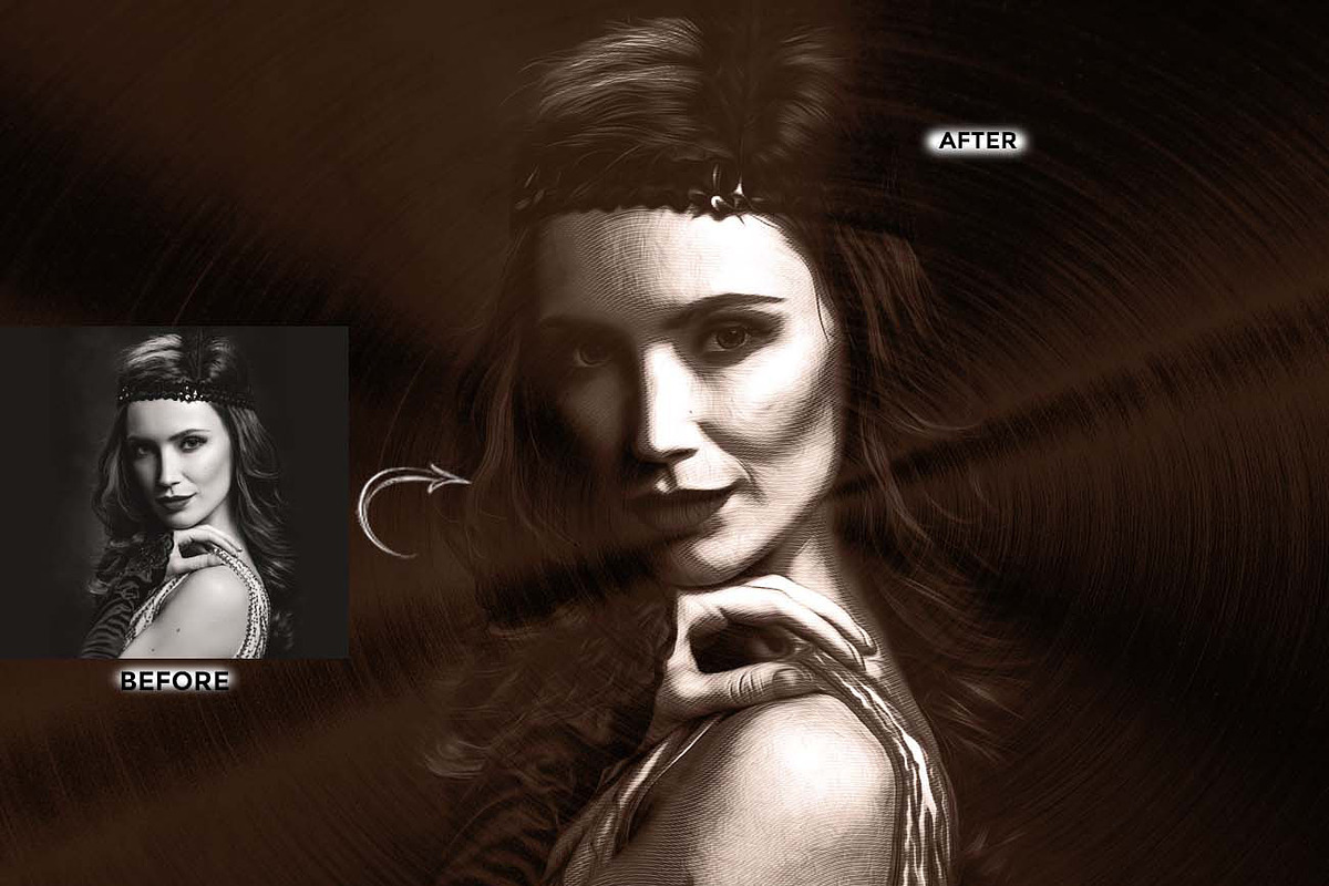 Steel Plate Portrait FX Ps Action, an Action Add-On by Studio Retouch (Photo 3 of 10)