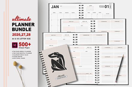 Ultimate Planner Bundle Pack 2026-28, a Stationery Template by Design Zone