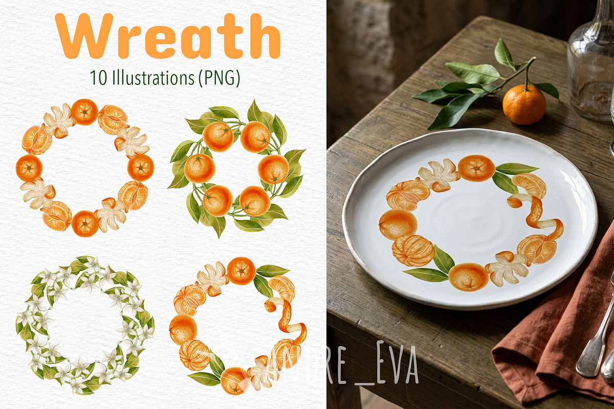 Tangerines — Watercolor Illustration, a Food Illustration by Andre_Eva (Photo 5 of 11)
