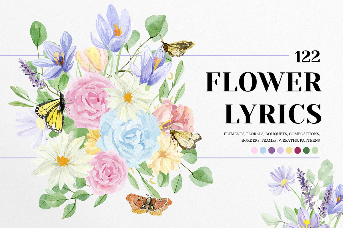 Pastel Flowers Botanical collection, a Decorative Illustration by AnnaTkachi (Photo 1 of 7)