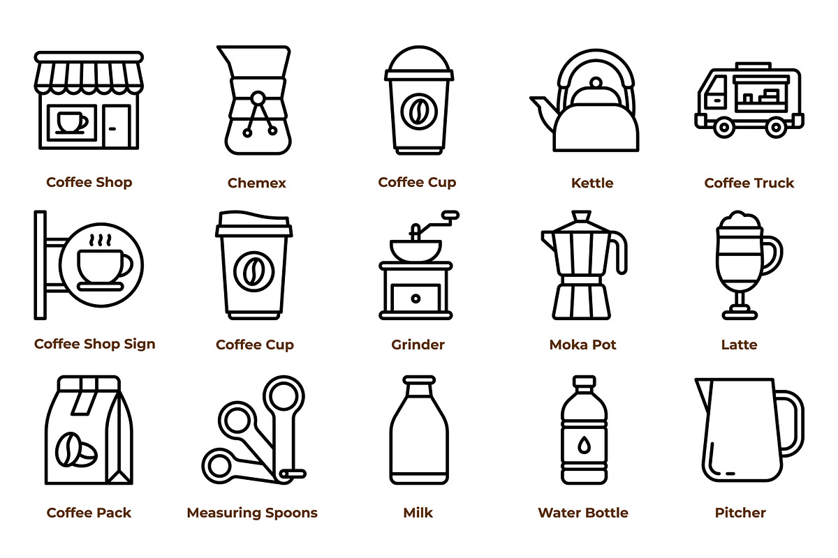 Coffee Shop Icon Set, an Outline Icon by Tekuni (Photo 4 of 9)