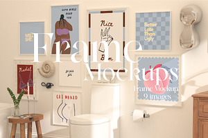 Boho Bathroom Frame Mockup Bundle, a Product Mockup by N digital designs