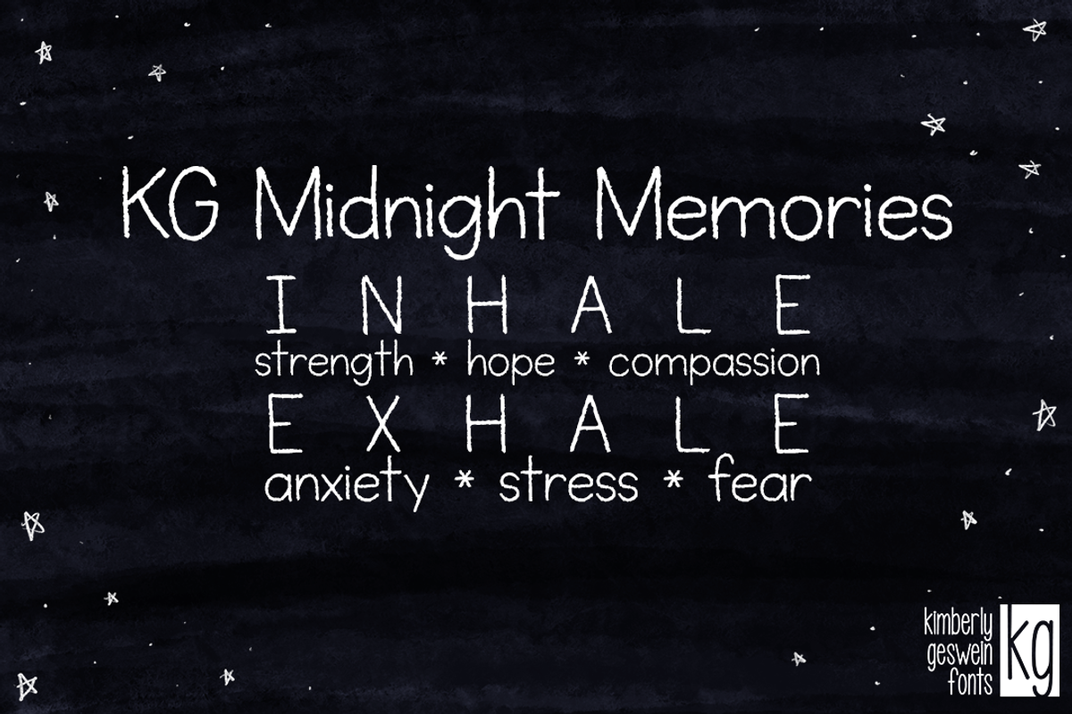 KG Midnight Memories, a Font by Kimberly Geswein Fonts (Photo 2 of 3)