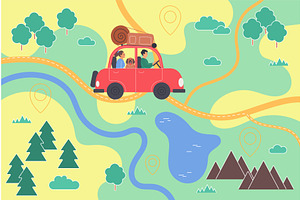 Travel summer adventure vacation, an Illustration by Lemberg Vector