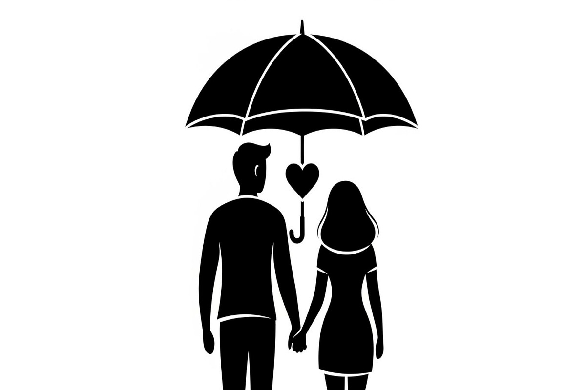 50 Couple Umbrella Silhouette Bundle, an Illustration by Designs_River (Photo 2 of 51)