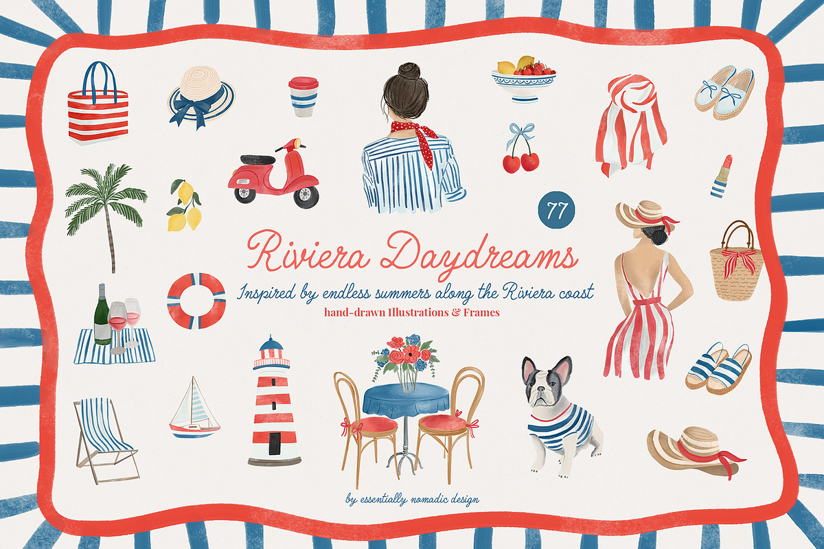 Riviera Summer Illustration & Frames, a Seasonal Illustration by Essentially Nomadic (Photo 1 of 10)