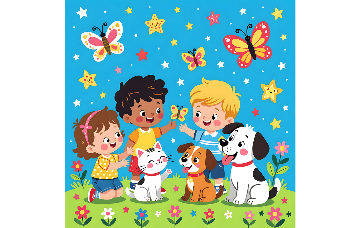 Children Enjoying the Outdoors, a Person Illustration by Sharon Schwalbe (Photo 4 of 4)