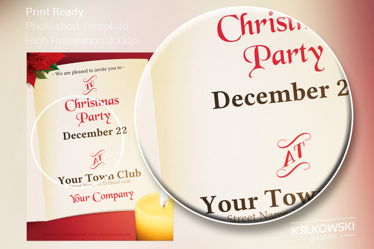 Christmas Invitation Flyer Template, a Flyer Template by Krukowski Graphics (Photo 2 of 3)