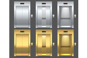 Gold and silver elevator entrance, an Object Illustration by Vectorbuum