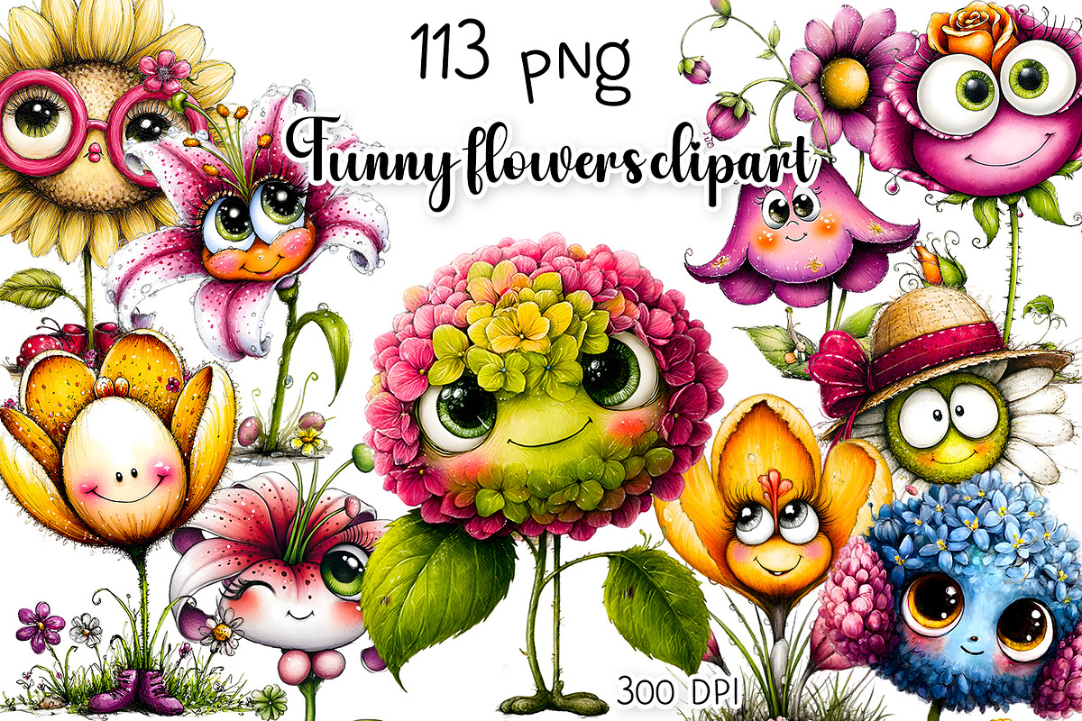 Cute Watercolor Flower Clipart Bundl, a Seasonal Illustration by ElenazlataArt (Photo 1 of 4)