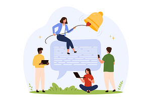 Teamwork Notification and Messaging, a Technology Illustration by Flashvector