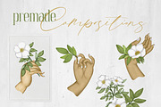 Cherokee rose clipart pattern set, a Decorative Illustration by Yelloo Fish (Thumbnail 4 of 21)
