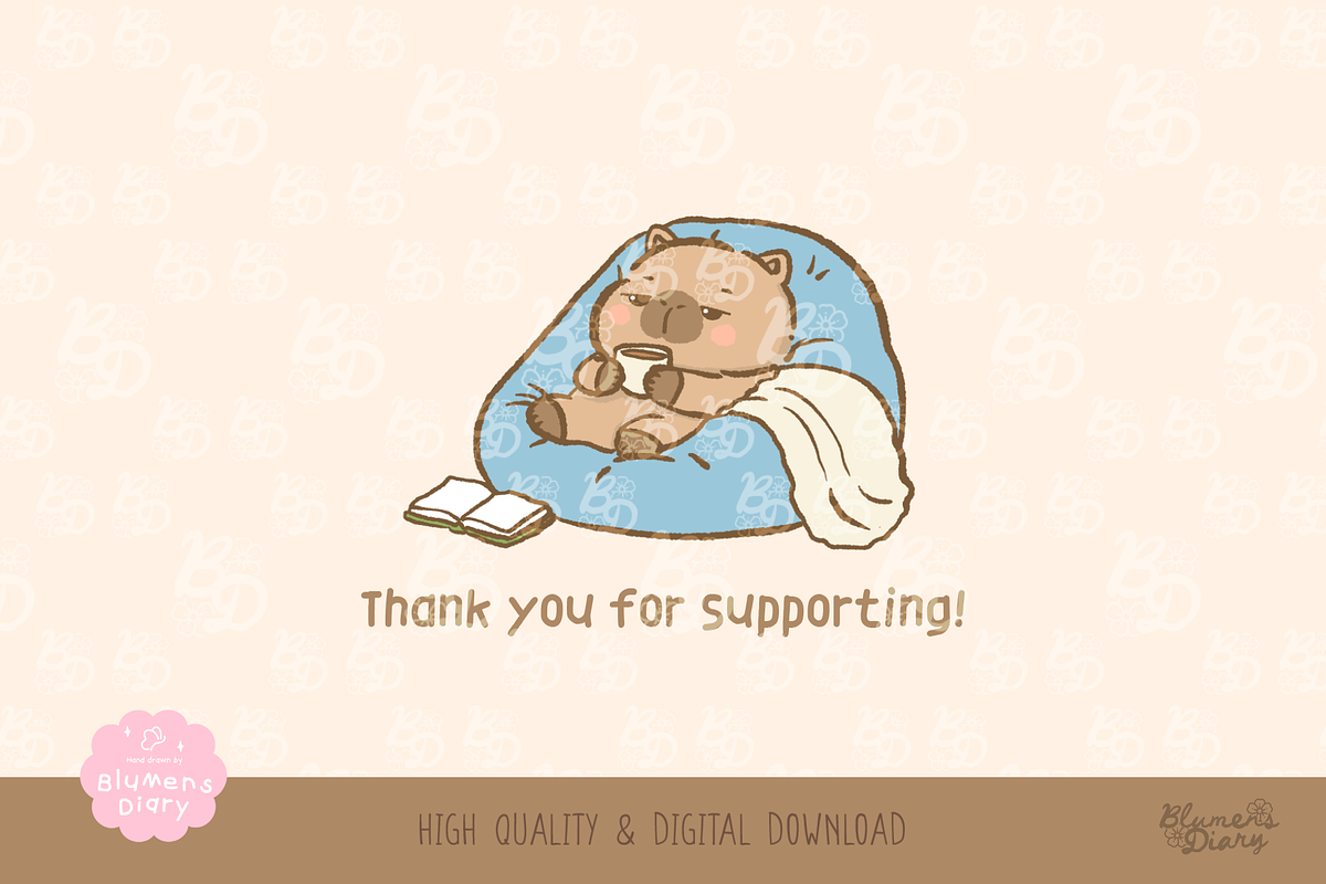 Lazy Day Capybara Clipart Set, an Animal Illustration by Blumensdiary (Photo 6 of 6)