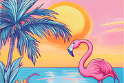 Neon Tropical Beach Party Scene, a Background Graphic by Printable Treasure (Thumbnail 4 of 6)