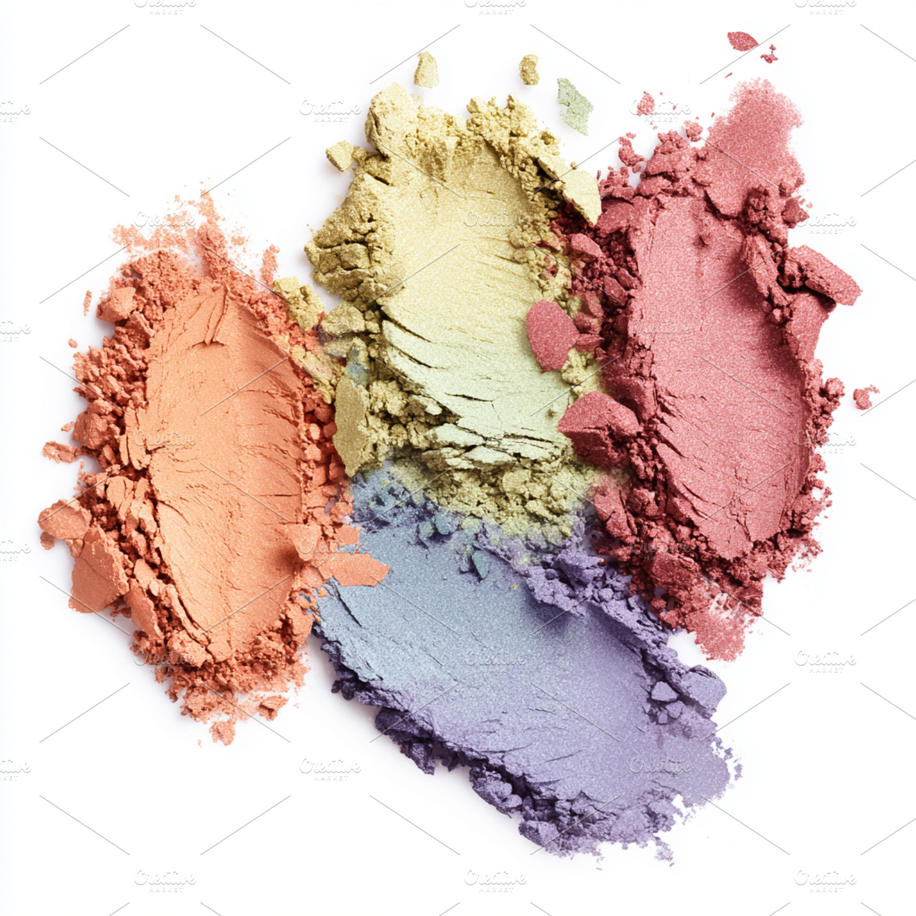 Crushed eyeshadow collection showing vibrant colorful powdered p, a Photo by Studio ANNA
