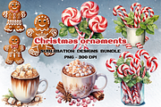 Watercolor Christmas Clipart Bundle, an Illustration by SindyPrintDesign (Thumbnail 1 of 3)
