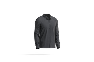 Black Men Dress Shirt 3D Model