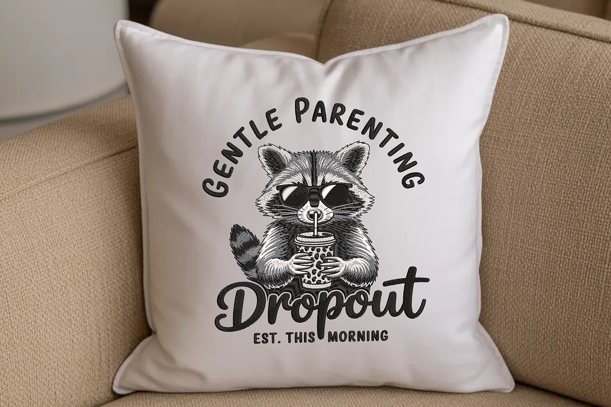 Gentle Parenting Dropout Raccoon, an Illustration by Moss Rose (Photo 3 of 3)