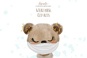 Animals wear mask cliparts, an Animal Illustration by TheHappyGiftArt (Thumbnail 4 of 6)