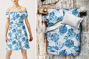 Blue Watercolor Floral Geo Pattern, a Pattern Graphic by Gullenda (Thumbnail 4 of 6)