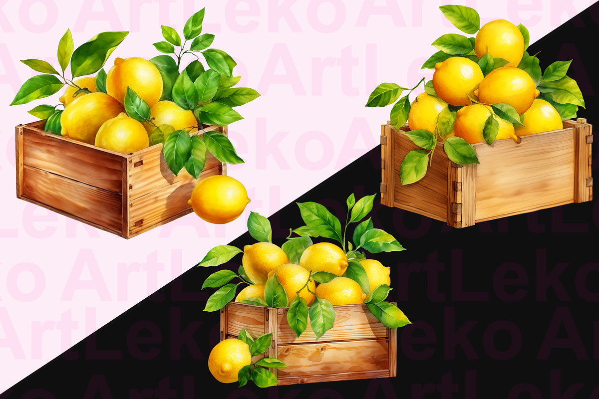 Lemons Watercolor Clipart, a Food Illustration by LekoArt (Photo 6 of 10)