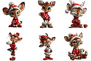 Cute Christmas Reindeer Clipart, an Illustration by DreamArtGraphic (Thumbnail 3 of 4)
