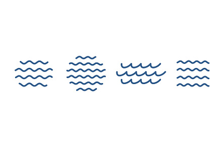Water waves icons. Editable outline, an Illustration by Vector illustrations