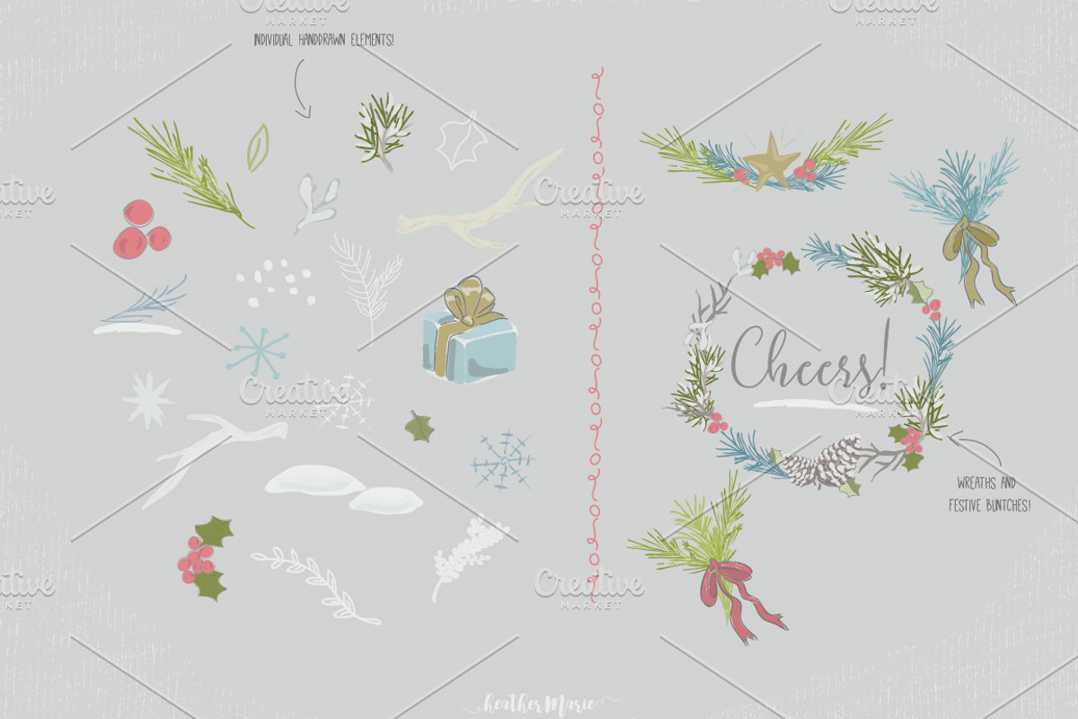MERRY CHRISTMAS Vector Pack (+png's), a Seasonal Illustration by Heather Marie  (Photo 6 of 8)
