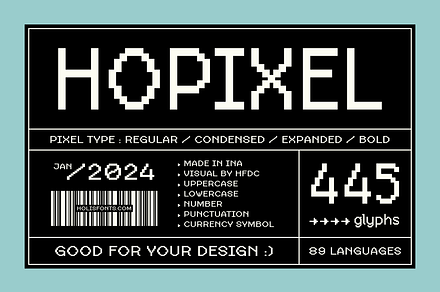 Hopixel | Pixel Font Family, a Sans Serif Font by 24Design Studios